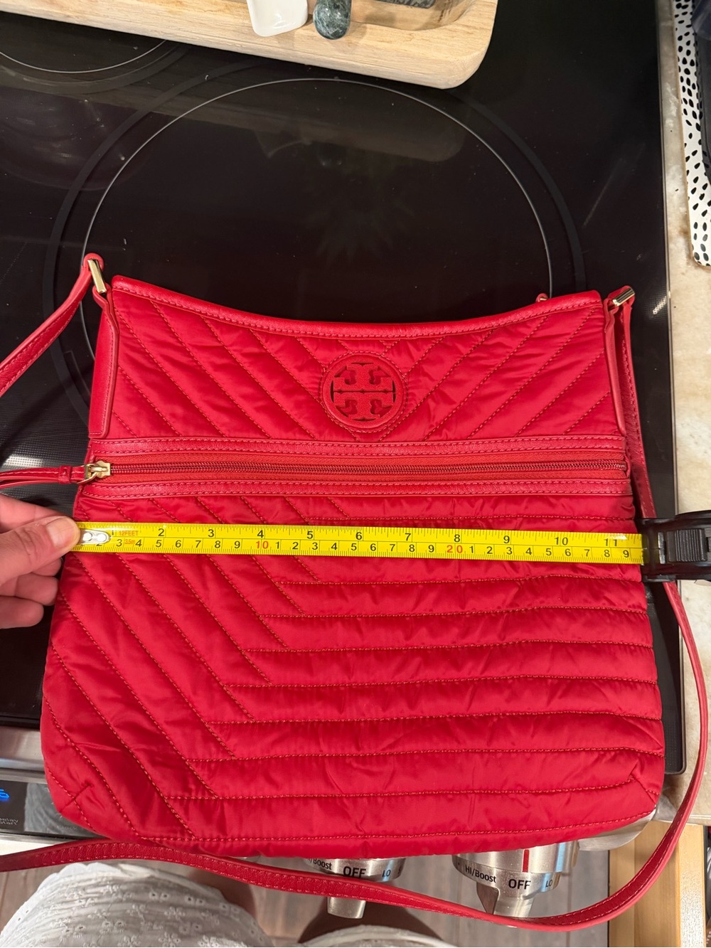 Tory Burch quilted nylon swing pack crossbody red NEW - Picture 4 of 5